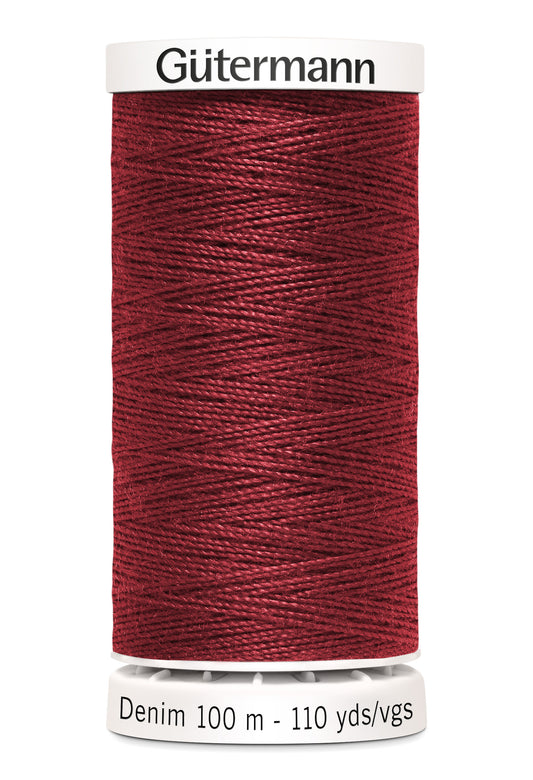 Gütermann Denim, 100 m, farve 4466 – Mørk rød