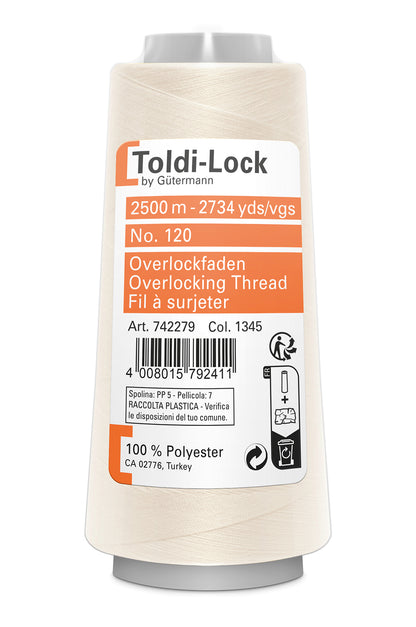 1050 Creme – Gütermann Toldi-Lock overlocktråd 2500 m – i emballage
