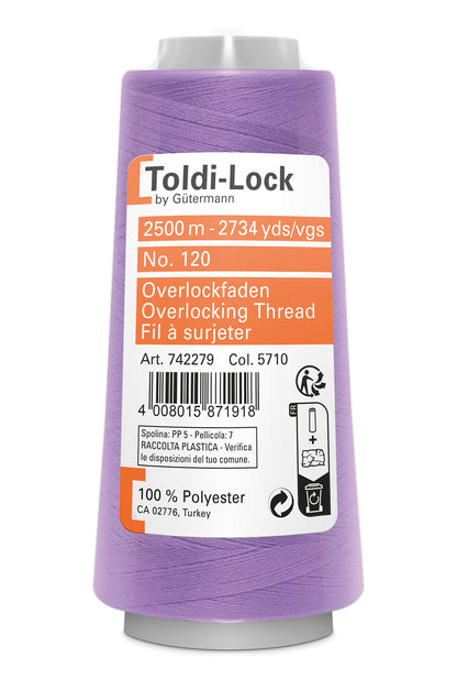 5710 Lys lilla – Gütermann Toldi-Lock overlocktråd 2500 m – i emballage