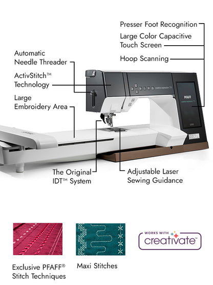 PFAFF® creative expression™ 750 sy- og broderimaskine